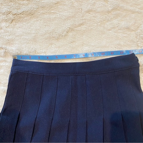 (XS/S) Xin Yi Zu Wears Jeans Pleated Mini Skirt Navy Blue Small High Rise - Picture 2 of 7